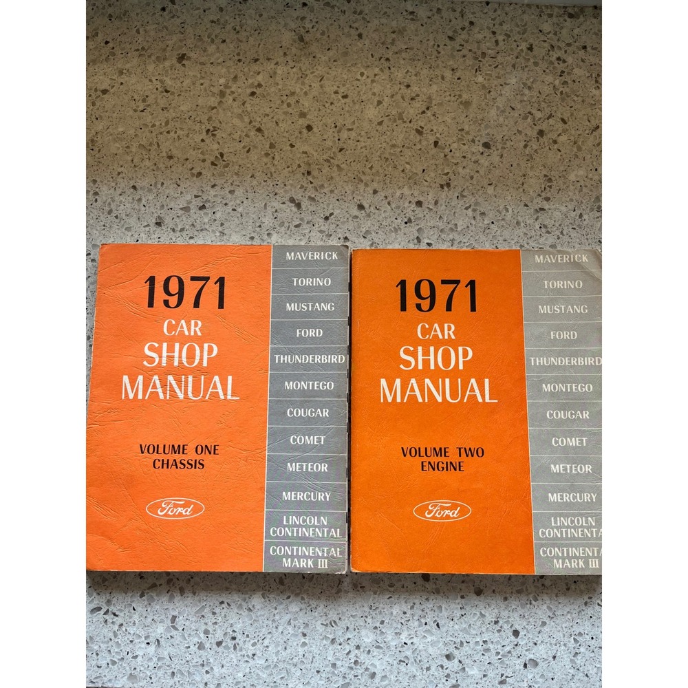 1971 Ford Mercury Lincoln Car Shop Manual Volume 1 & 2 Mustang Cougar Torino